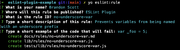 yo eslint rule configuration
